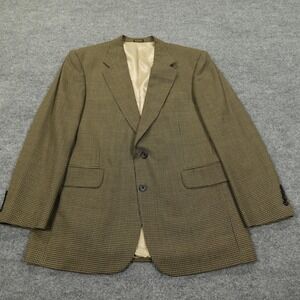 Oscar de la Renta Blazer Mens 42R Brown Houndstooth Wool Two Button Sport Coat